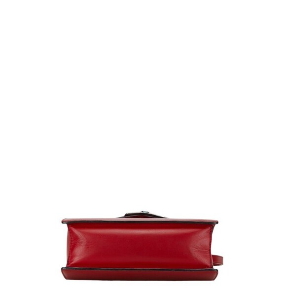 GUCCI Red Leather Bamboo Shoulder Bag - Picture 3 of 7